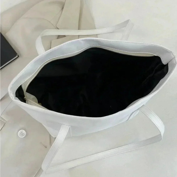 ⚠️Clearance Large Solid White Shoulder Tote Bag - Picture 4 of 8